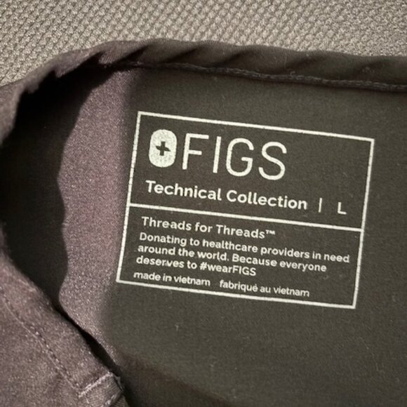 FIGS EUC Technical Collection Black Short Sleeve V Neck Scrub Top Large - Picture 5 of 7